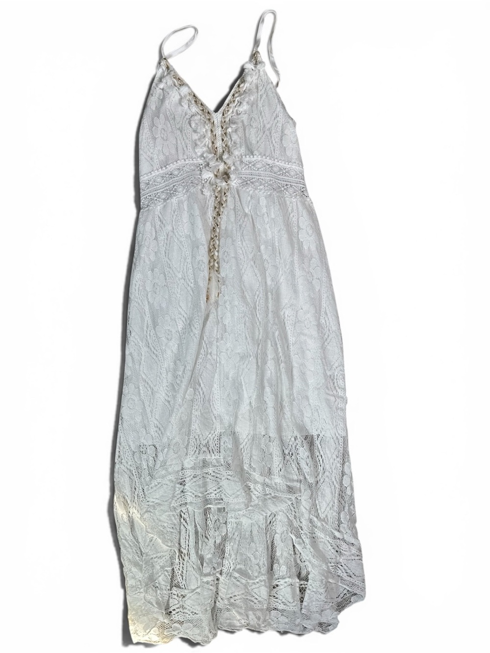 CUPSHE Lace Spaghetti Strap Dress White Size Medium